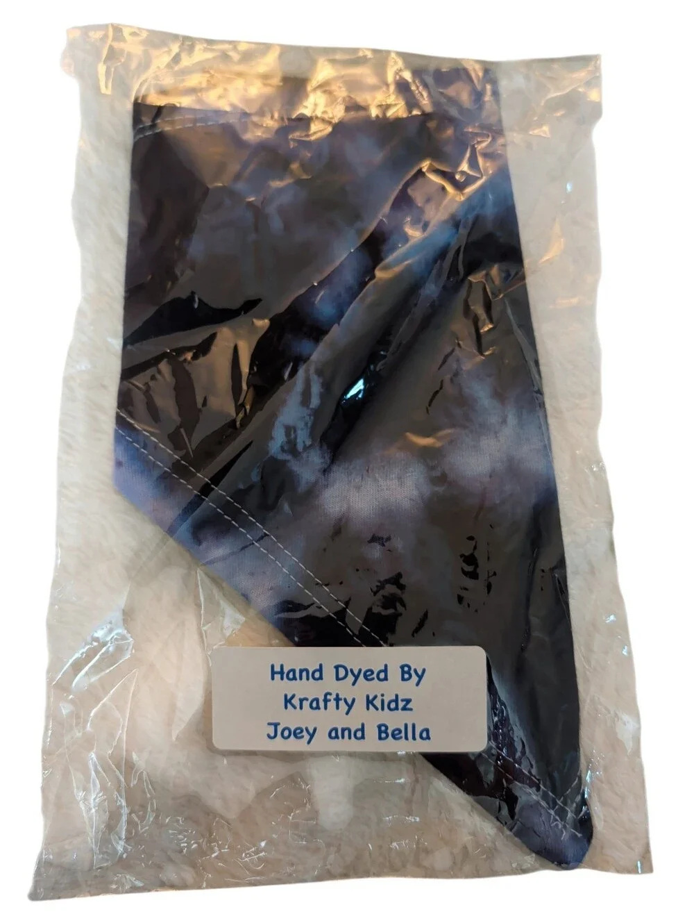 NWOT Tie-Dye Triangle Pet Bandana / Baby Bib - Blue & Black